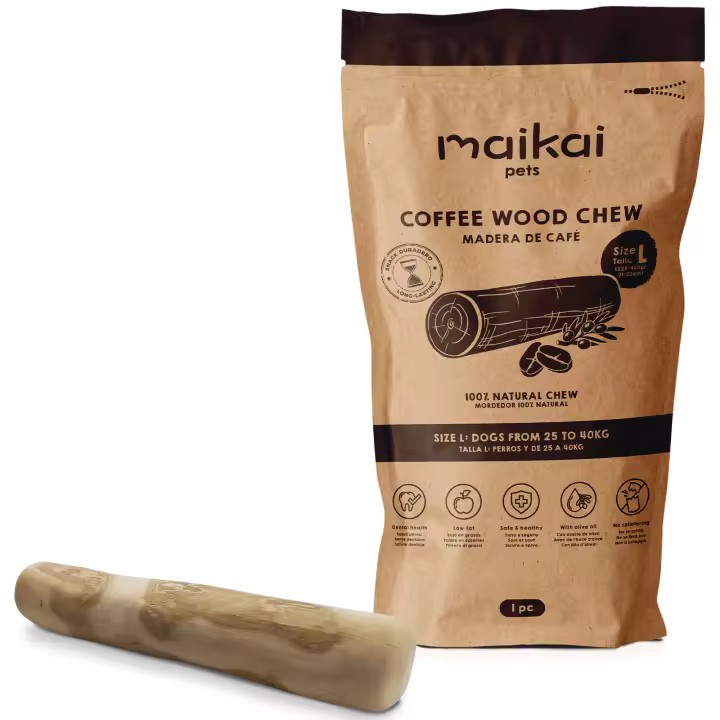 MAIKAI Palo de Madera Café - Mordedor Natural para Perros - Alternativa a Huesos - Juguete Mordedor - Alivia la Ansiedad - Elimina Sarro - No se Astilla - 1