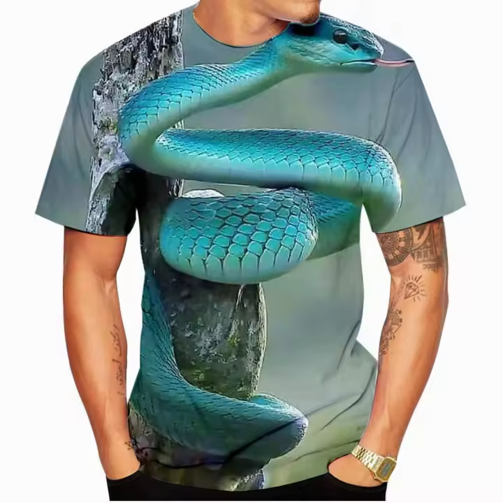 Camiseta Gráfica 3D De Serpiente Para Hombres/Mujeres/Criaturas Personales Talla Grande Hasta 6XL Estilo Casual Para Todas Las Estaciones - 1