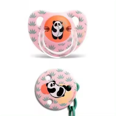 Chupete y broche Panda rosa 6 a 18 meses. Silicona. Suavinex - 1