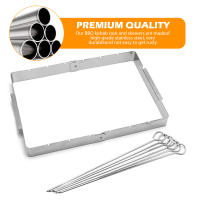 Rack De Asado Con Brochetas Plegables En Acero Inoxidable Para Rotisserie Y Shish Kebab Con 6 Brochetas Herramienta De Barbacoa - details 3