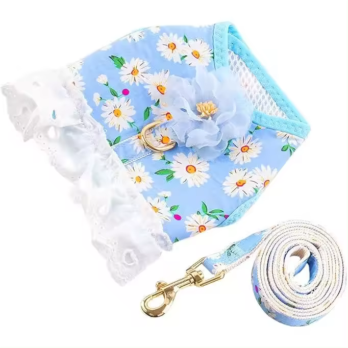 Arnés para Perro Verde Sin Tirar Ajustable Transpirable Floral (azul, L) - 1