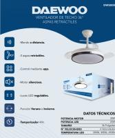 DAEWOO PREMIUM VENTILADOR DE TECHO CON LUZ 36/90D BLANCO/NEGRO -ASPAS RETRACTILES-MOTOR 30W LED 25W-3 TEMP REGULABLE 6VELOCIDADES ULTRASILENCIOSO,FUNCION VERANO/INVIERNO -CONTROL APP,TEMPORIZADOR 4H CALIDAD 100% GARANTIZADA - details 2