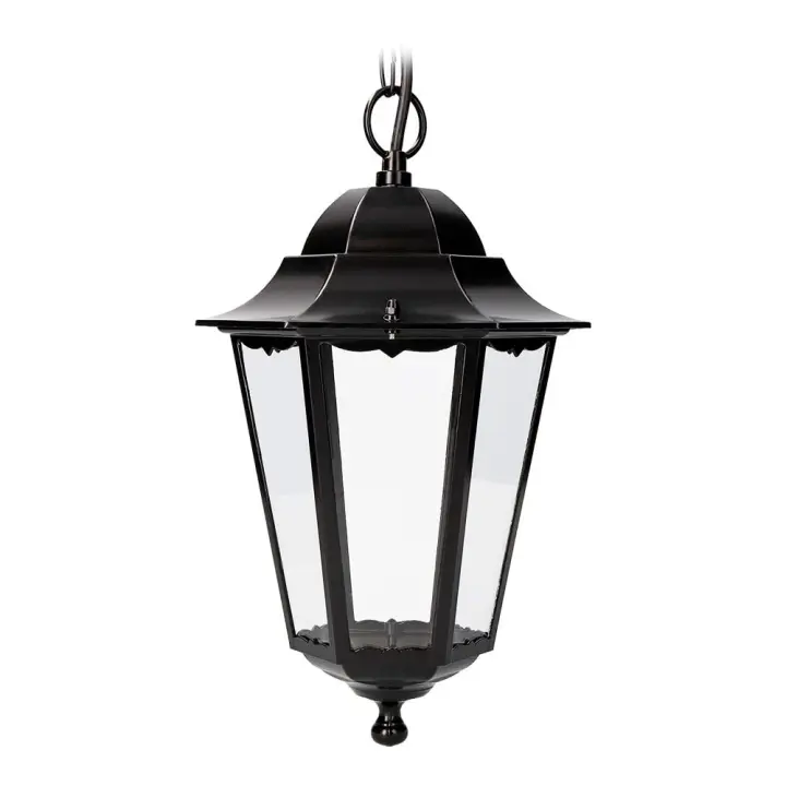 farol de aluminio y cristal para techo ip44 e27 100w color negro ø22x96,5cm modelo marsella. edm - 1