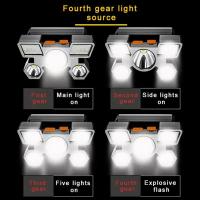 Linterna Frontal LED 5/11 Recargable Por USB Con Batería 18650 Integrada Lámpara De Mano Para Pesca Y Actividades Al Aire Libre - details 22