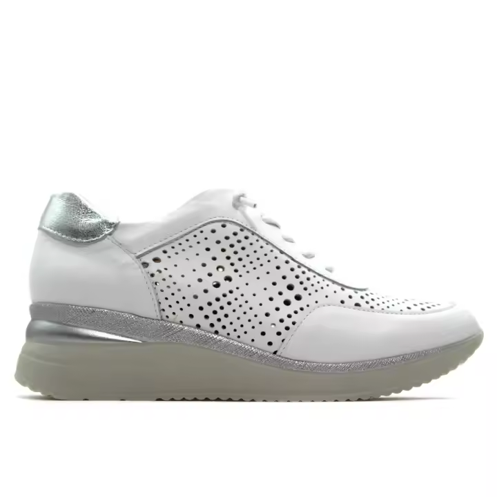 PITILLOS 10431 Zapato casual de piel, deportiva calada con cuña, cordón elástico, suela de goma, para señora - 1