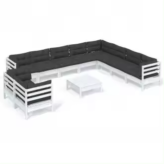VIDAXL 3096918 set de muebles de jardín de madera de pino blanco y gris antracita 11 piezas - 1