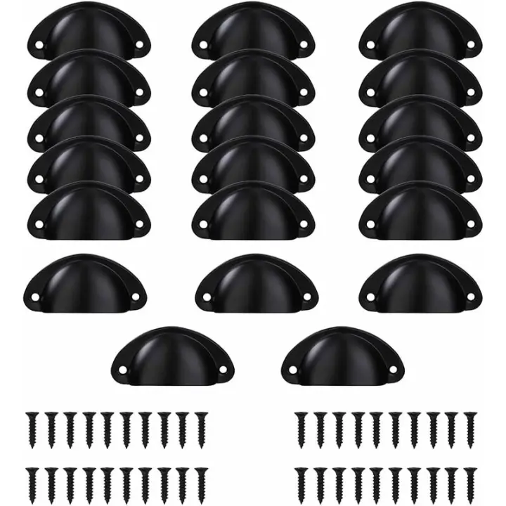 Tirador para gabinete de cocina, 20 piezas Tirador para muebles, Perilla para muebles, Tirador para muebles, Tirador para gabinete de cocina de hierro curvado negro para decorar tocadores, cajones, muebles - 1