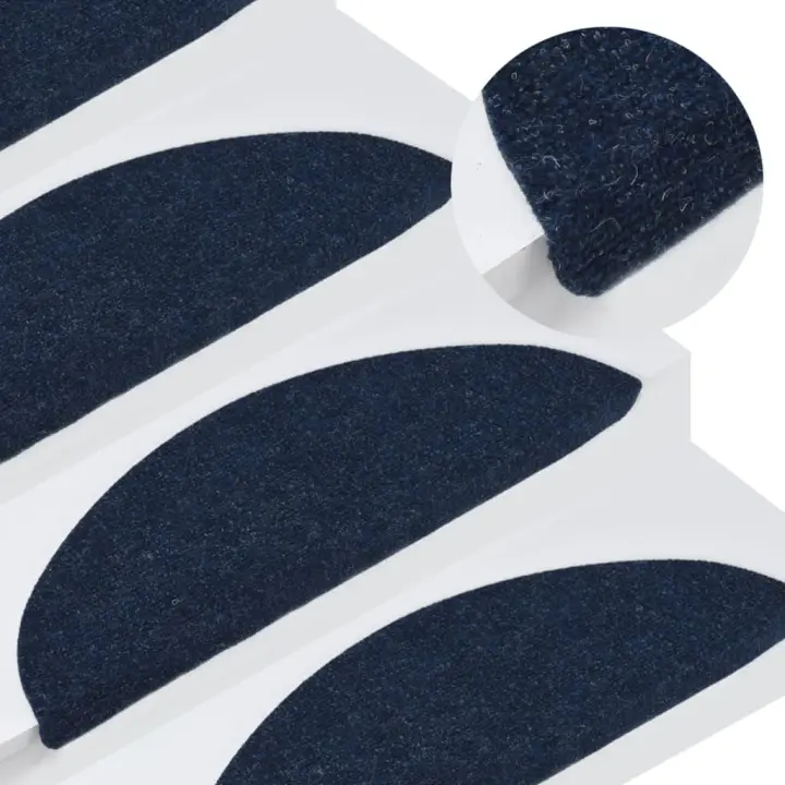 vidaXL Alfombrilla autoadhesiva de escalera 15 uds azul 65x22,5x3,5 cm - 1