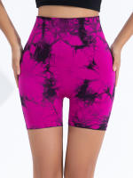 Shorts De Gimnasio Para Mujer Con Diseño De Tie Dye Y Cintura Elástica Ancha Sin Costuras De Alta Cintura Leggings De Deporte - details 7