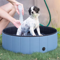 PawHut Piscina Plegable para Perros Ø100x30 cm Bañera para Mascotas Gatos de PVC Antideslizante Resistente al Desgaste Adecuado para Interior y Exterior Azul - details 1