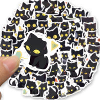 100PCS Pegatinas De Gato Familiar En Negro Cartoon Resistentes Al Agua Para Teléfonos Móviles Portátiles Y Estuches De Laptop - details 2