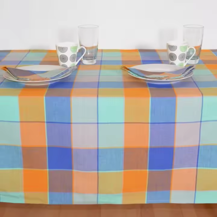 10XDIEZ Manteleria check terra - Manteles para mesa, fáciles de limpiar y decorativos - 1
