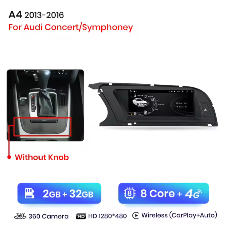 Junsun-Radio Multimedia con GPS para coche, Radio con CarPlay inalámbrico de 8,8 pulgadas, No 2DIN, para Audi A4, A4L, B8, 2009, 2010, 2011, 2012, 2013-2016 - 1