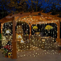 Luces De Tela Solar Con 600 LED Para Jardín Fiesta Boda Decoración De Navidad Cobre Fino Arco Iris De Jardín Puerta De Entrada - details 1