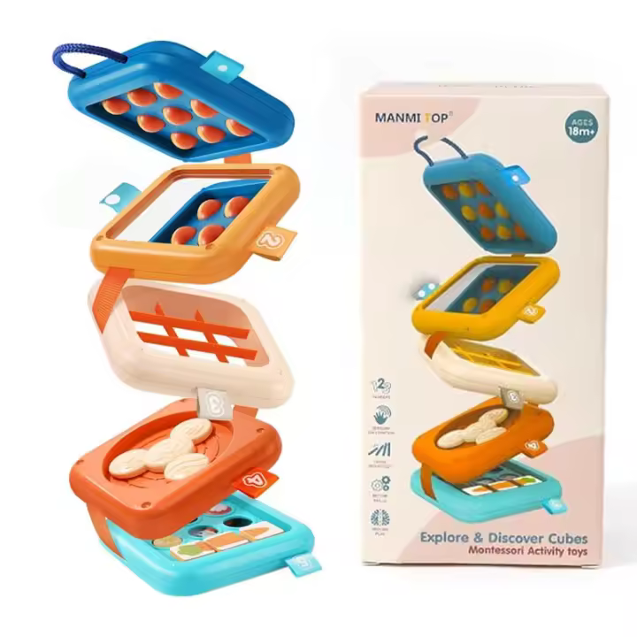Juguetes Montessori Tablero De Actividades Para Bebés Cubo Sensorial Con Habilidades De Motor Finas Juguete Educativo Para Niños Mayores De 1 Año - 1