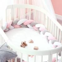 Protector De Cuna Para Bebé Con Nudo Y Trencita Almohadilla De Cojín Anticolisión Decoración De Habitación Infantil 1M/2M/3M/4M Tamaño Plush Material Algodón - details 3