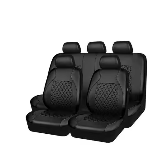 Juego de fundas universales para asientos de coche, alfombrillas de piel óptica, alfombrillas protectoras completas, antiarañazo, Aptas para Sedán, SUV Consejos,Juego de 9 piezas - 1