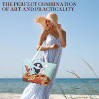 Bolso de playa plegable grande con cremallera con diseño de La Menina Bolso de hombro ligero y duradero con monedero incluido, ideal para compras, camping y viajes, diseño de hojas tropicales impreso, múltiples colores disponibles - details 3
