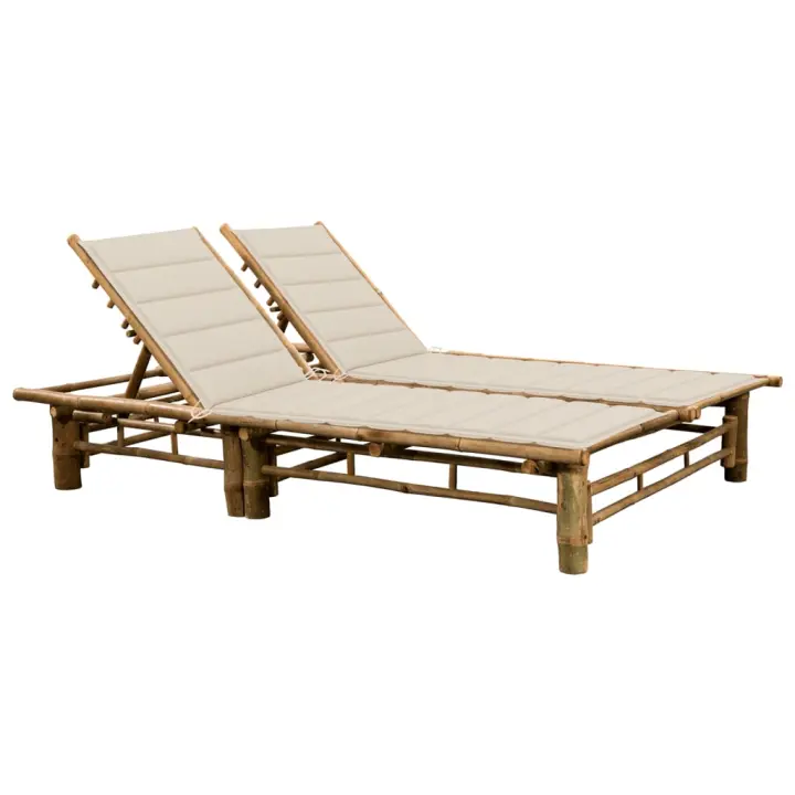 Tumbona de Bambú para 2 Personas con Cojines y Almohadas - 1