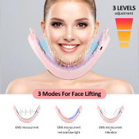 Masajeador Facial EMS Levantador De Pecho Doble V LED Rojo Y Azul Dispositivo De Perfeccionamiento De La Piel Con Vibración Para Delgazar El Rostro - details 1