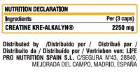 LIFE PRO NUTRITION KRE-ALKALYN 2250 MG 100 CAPS - Creatina Monohidrato en Cápsulas - PH Mejorado - Mejor Absorción - details 1