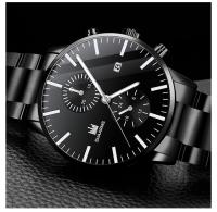 Reloj De Hombre Moda Negocios Cuarzo Tres Ojos Falsos Calendario Acero Inoxidable Cinta Reloj De Pulsera Casual Resistente Al Agua - details 7