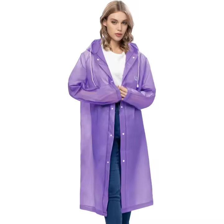 Chubasquero Mujer y Hombre, Con Capucha, 100% Impermeable, Talla Única, Cierre con Botones, Diferentes Colores, 100% EVA, Costuras Termoselladas, Chubasquero Adultos - 1