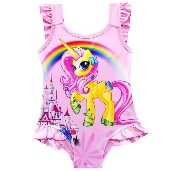 Kids Girls Cartoon Swimwear Unicorn Swimsuit One Piece Beach Bathing Suit - 1