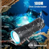 Lámpara De Buceo Multifuncional 3 Colores LED 100m Fotografía IPX8 Resistente Al Agua Linterna Táctica - details 10