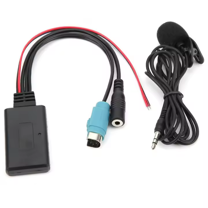 Bluetooth 5,0 adaptador de cable AUX con Microfono apto para Alpine KCE?236B CDA?9852/E CDE?9887/R - 1