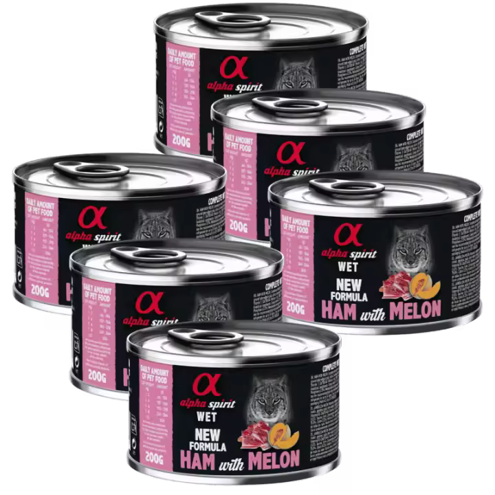Alpha Spirit Alimento Húmedo para Gatos sabor Jamón con Melón – Lata 200 g | 100% Natural y Sin Cereales - 1