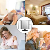 Espejo De Maquillaje Plegable LED Con Iluminación Naturaleza Día Tríptico 1x/2x/3x Magnificación Blanco Para Vestíbulo Y Baño - details 2