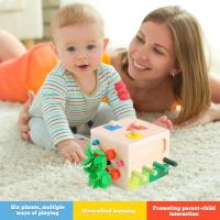 Juguete clasificador de formas de madera, cubeta de actividades de madera, juguetes Montessori, juguete de cosecha de zanahoria, clasificador de formas de color a juego para niños pequeños y niñas, 1 2 3 4 5 - details 2
