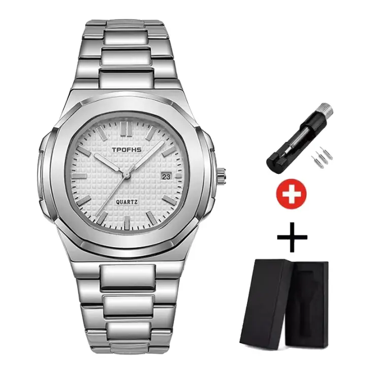 Reloj De Lujo Para Hombre 2023 Reloj De Pulsera De Cuarzo Resistente Al Agua Con Luminiscencia Y Fecha En Acero Inoxidable Cuadrado - 1