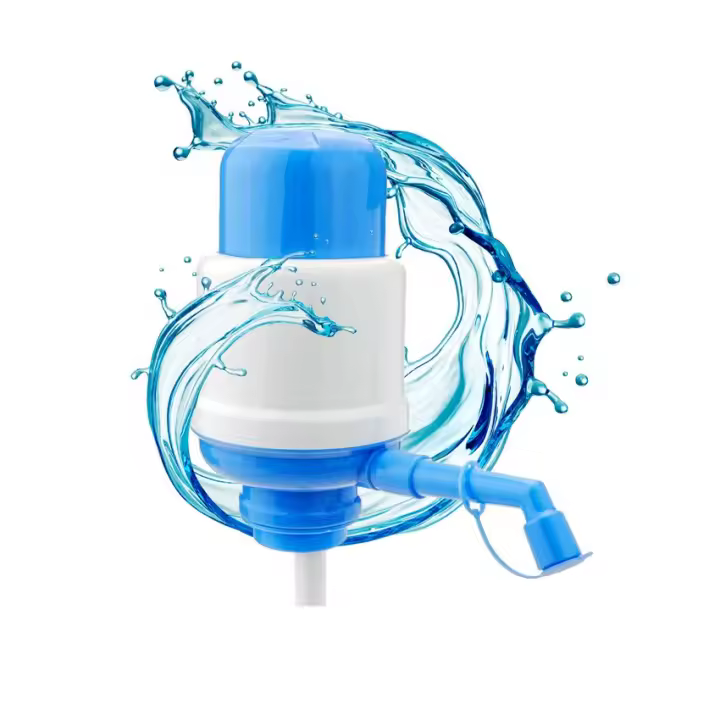 NK Dispensador de Agua Universal - Dosificador Manual para Garrafas, Botellones, Barriles - Compatible para botellas de 2,4,6,8,10 y 12L, Con Adaptador de 3,8 y 4,8 cm - Blanco y Azul - 1