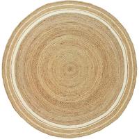 COSHANO Alfombra Redonda Yute Natural Trenzado Beige con Algodon Blanco 100cm - details 0