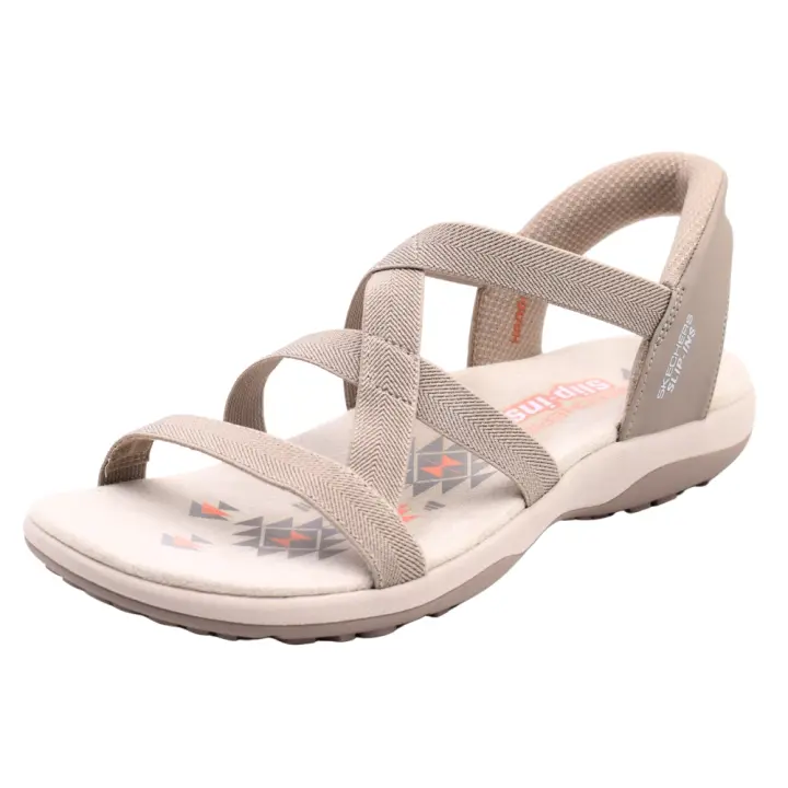 Sandalias Skechers Slip-Ins Reggae Slim - Stretch Flex Casual Con Tiras Para Mujer Color Beige Taupe - 1