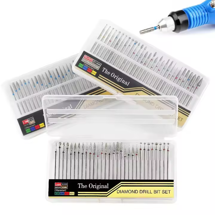 Juego De 30 Piezas En Caja De Bits De Uñas Con Diamante Y Tungsteno Cutter De Carburo Para Manicura Herramientas Eléctricas Para Eliminar Gel Y Polvo De Pintura - 1