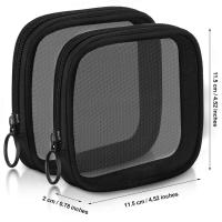4 bolsas de Malla para maquillaje, Bolsa de Malla para Cosméticos, mini Bolsa portátil (negra, pequeña) - details 0