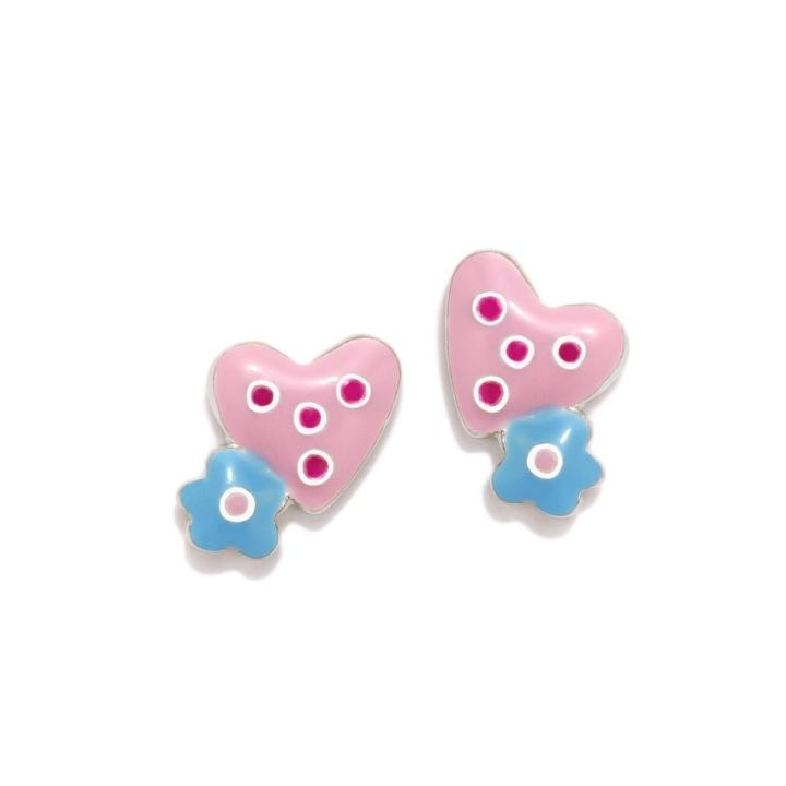 Agatha Ruiz de la Prada Pendientes  925m Plata Ley LOVE niña 9 mm. corazón esmaltado rosa flor