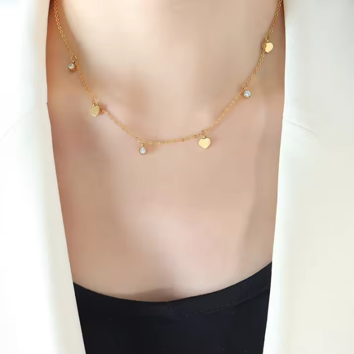 Collar con colgante de moneda y lentejuelas para mujer y niña, cadena, joyería con dijes dorados, trajes de playa, novedad,collares de cadenas delicados para mujer, gargantillas con dijes de corazón, collar de cadena de acero inoxidable apilable simple - 1