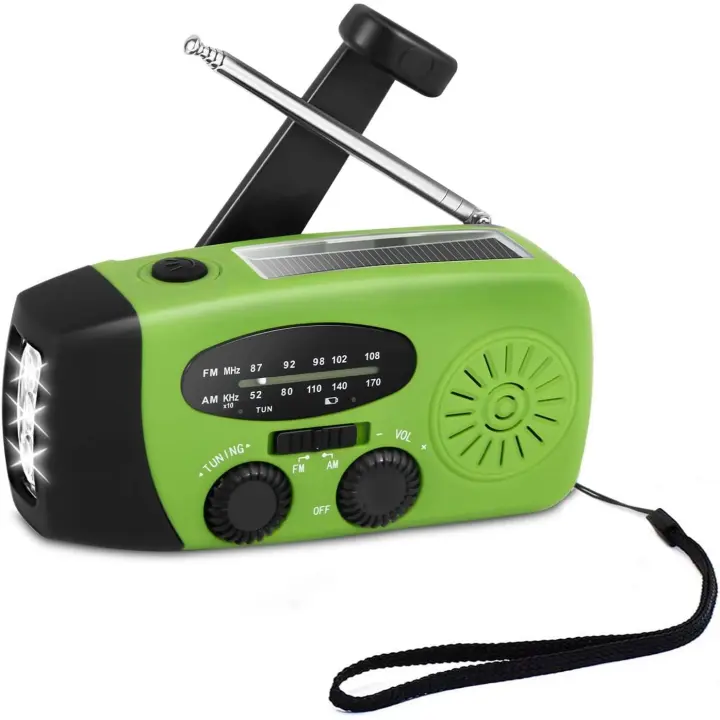 Radio solar de emergencia, radio meteorológica con linterna LED, radio portátil AM/FM con manivela y batería recargable de respaldo de 2000 mAh para viajes en casa y campamentos - 1
