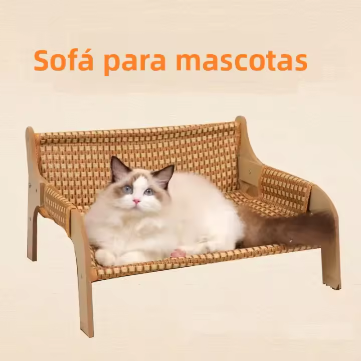 Cama De Gato De Verano Con Almohadilla Refrescante Sofá Resistentes Al Desgaste Rattan Silla De Descanso Casa De Perro Casa De Gato Hogar Para Mascotas - 1