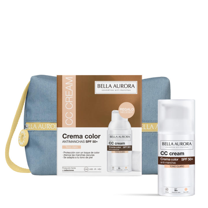 Bella Aurora Pack CC Cream Antimanchas SPF 50+ Tono Claro | Crema Facial con Color Adaptativo | Difumina… — oferta en Miravia
