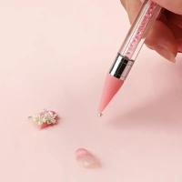 1Pc Art White Dual-head Wax Pen Con Adornos De Diamante Y Herramienta Para Colocar Cuentas De Cristal En Manicura - details 2
