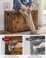 Baúl con tapa abatible, zapatero, caja para juguetes, multifunción, gran capacidad, tablero MDF, blanco, marrón - details 12