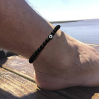 Ingemark Ancleta Vintage Negra Con Cadenilla De Bolas Elásticas Para Hombres Joyería De Pies Para Playa Accesorio De Moda Casual - details 2