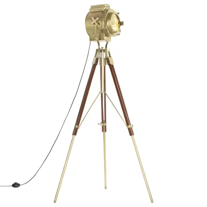 vidaXL Lámpara de suelo con trípode madera maciza de mango 193 cm - 1