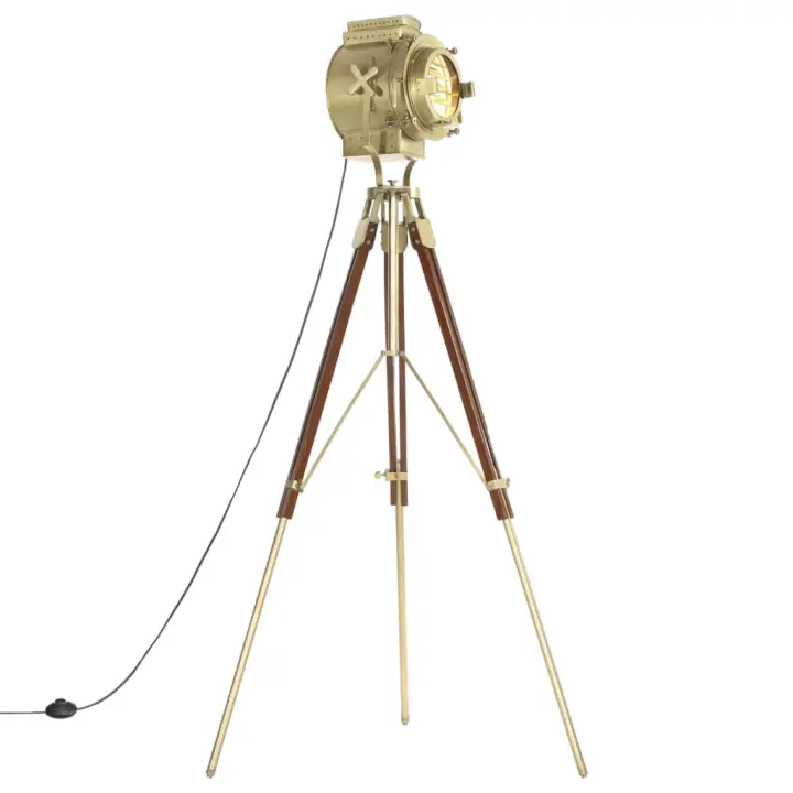 vidaXL Lámpara de suelo con trípode madera maciza de mango 193 cm - 1