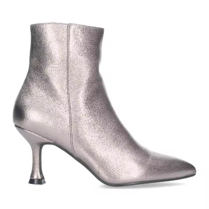 PuntoSalao Botines de tacon bajo punta fina y cremallera mujer color gris metálico - 1